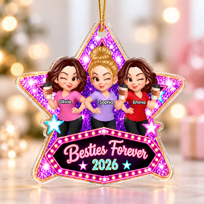 Besties Sisters Forever Stars - Personalized Acrylic Ornament - Christmas Gift For Besties Sister