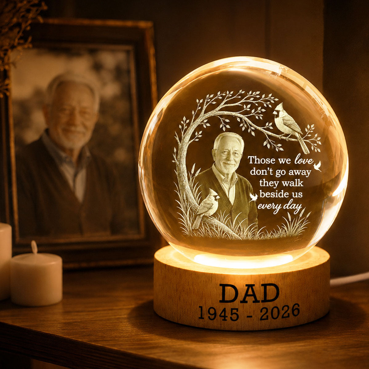 Those We Love Custom Photo Memorial - Personalized Crystal Ball - Memorial Gift, Sympathy Gift For Loss Of Loved One