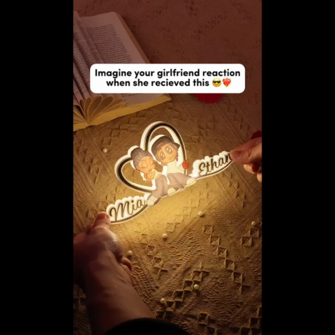 Y2K Couple Heart Shape With Names - Personalized Light Box - Unique Valentine's Day Gift For Him, Gift For Her