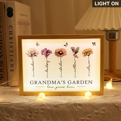 Grandma‘s Garden Love Grows Here Unique Gift For Mom Grandma Personalized Luminous Frame Light Box