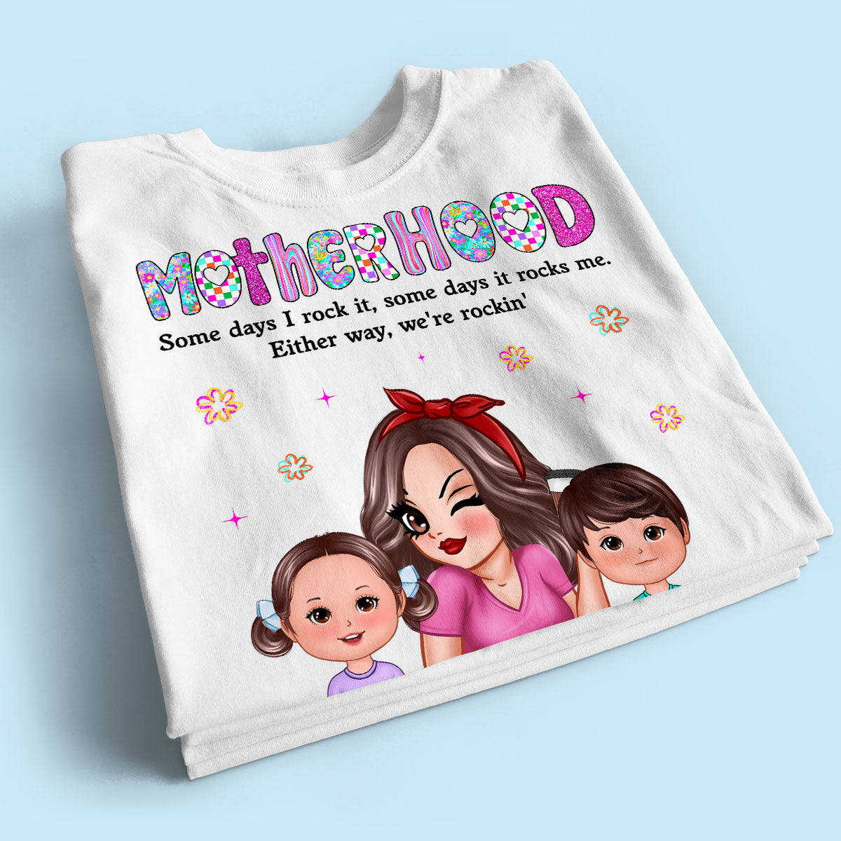 Rockin' Mother Hood Pretty Mom & Kids Personalized Shirt