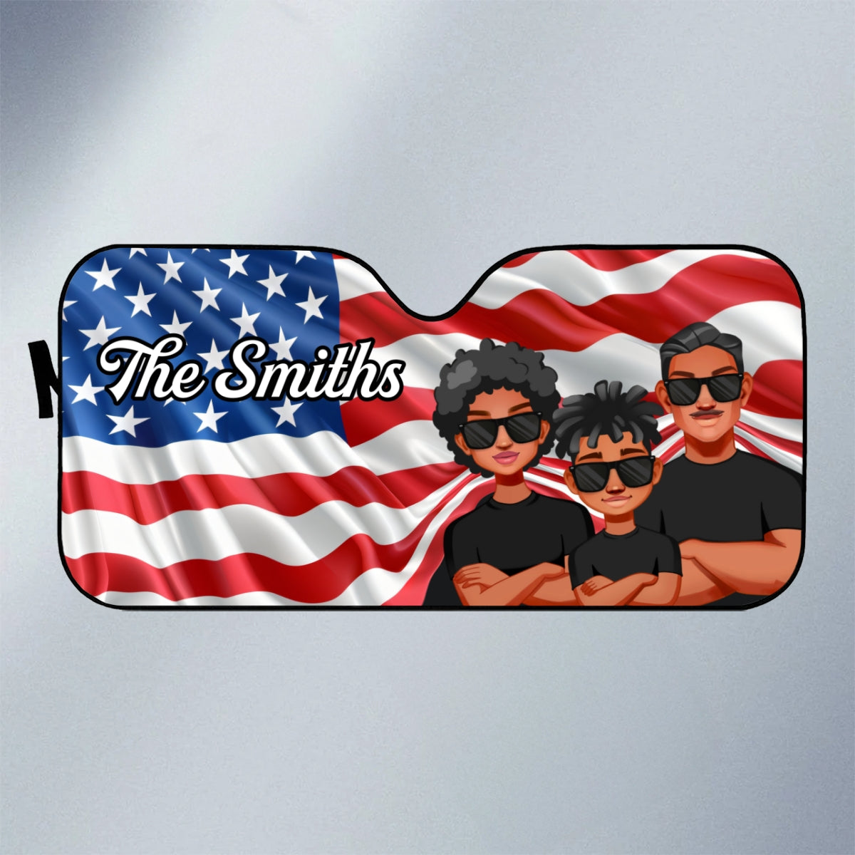 Cool Family 4th Of July Nation Flag Personalized Car Sunshade