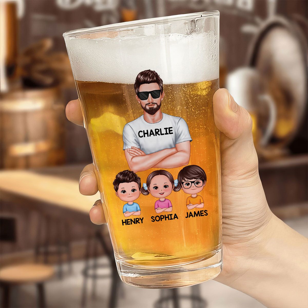 To Dad From The Reasons You Drink Personalized Beer Glass, Funny Birthday Gift For Dad