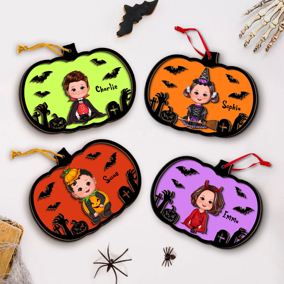 Halloween Kid Costume Personalized 2-Layer Wooden Bucket Tag