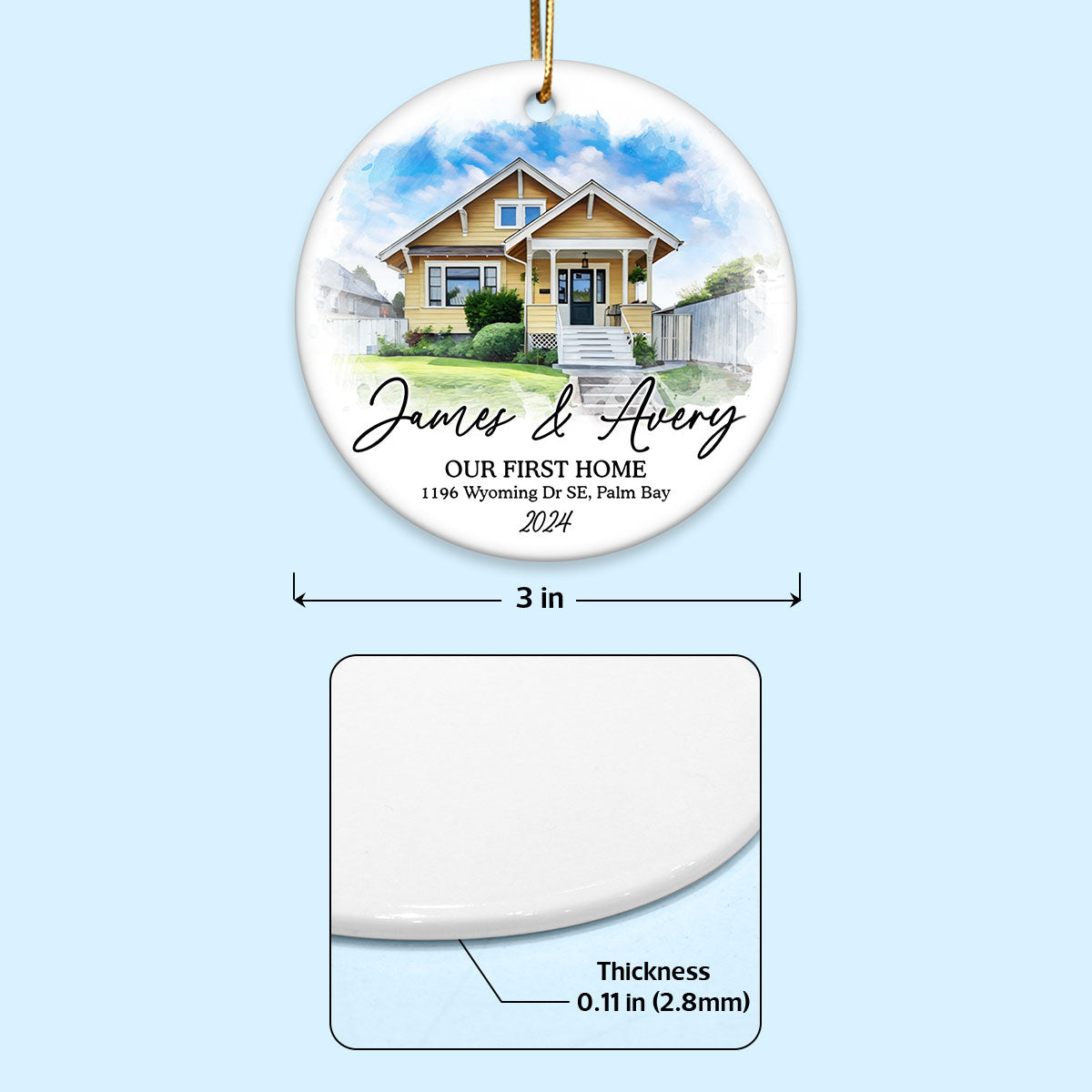 Personalized Watercolor House Portrait From Photo Ornament, Unique Christmas Gift, Housewarming Gift
