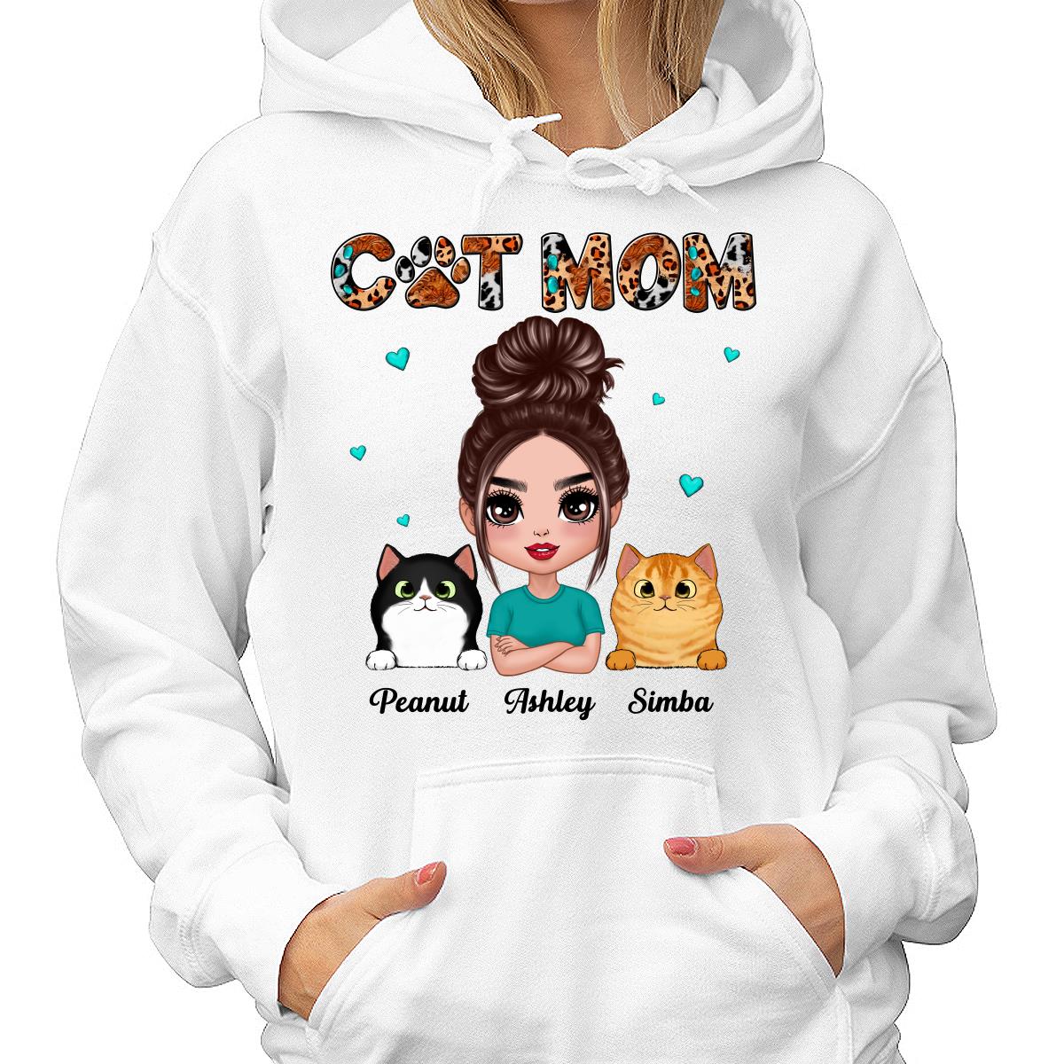 Teal And Leopard Doll Cat Mom Personalized Shirt