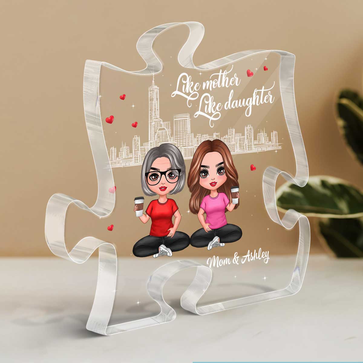 Skyline Like Mother Like Daughters Doll Mom And Daughters Sitting Gift For Mom Daughters Personalized Puzzle Acrylic Plaque