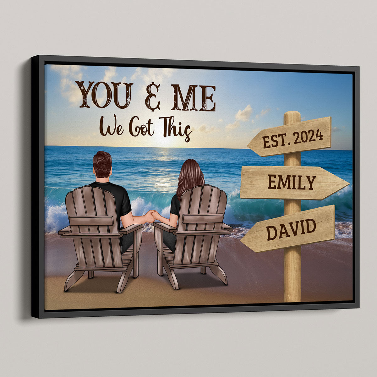 Seaside Signs of Us Personalized Poster, Anniversary Gift for Couples, for Him, for Her