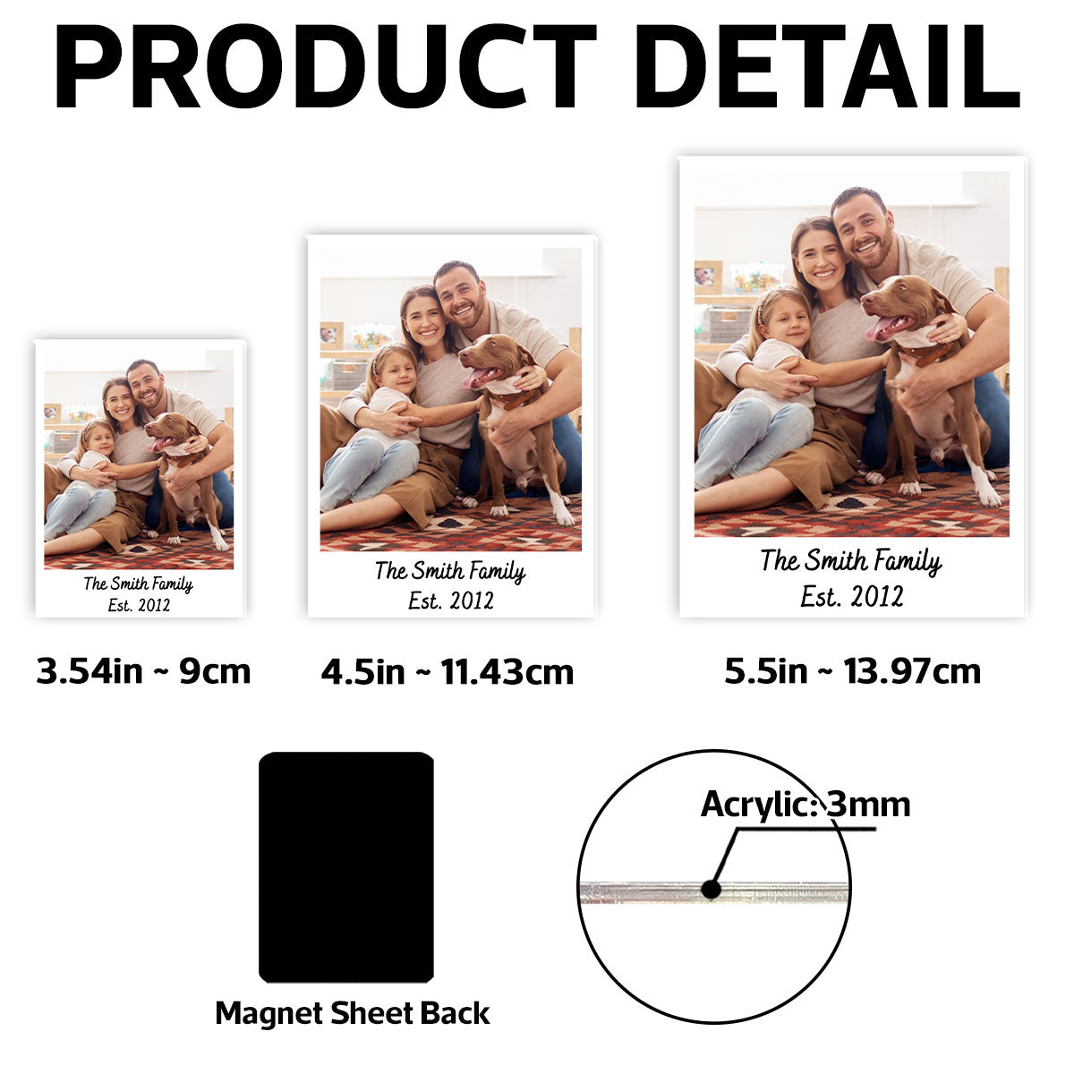 Family Couple Photo Frame Personalized Acrylic Fridge Magnet