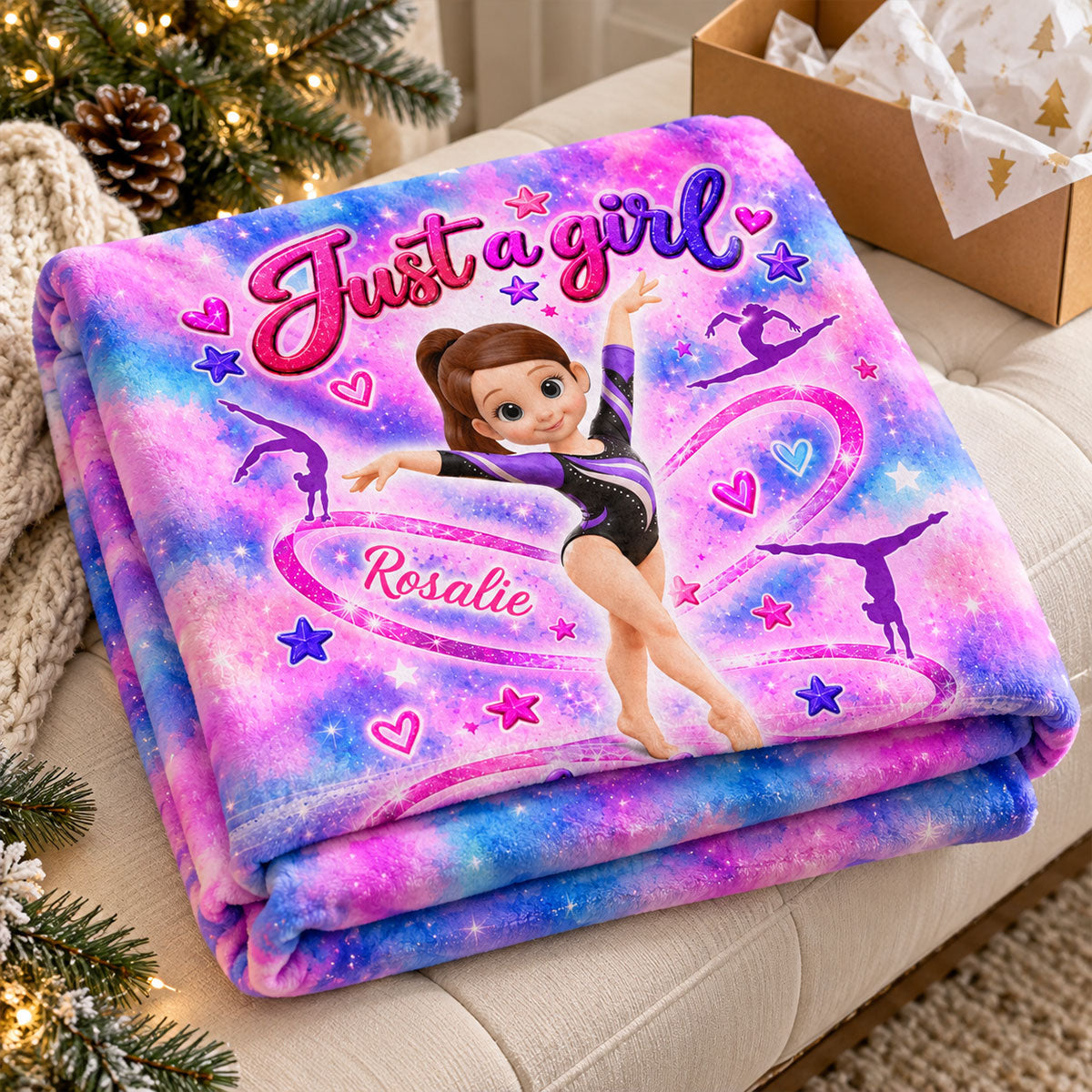 Just a Girl Who Loves Gymnastic - Personalized Fleece Blanket - Christmas Gift for Daughter, Granddaughter