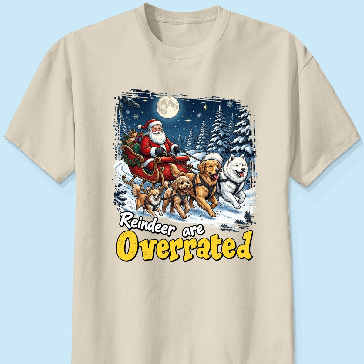 Funny Santa Dog Reindeer Are Overrated Upload Pet Photo - Personalized Shirt - Funny Christmas Gift For Dog Lovers