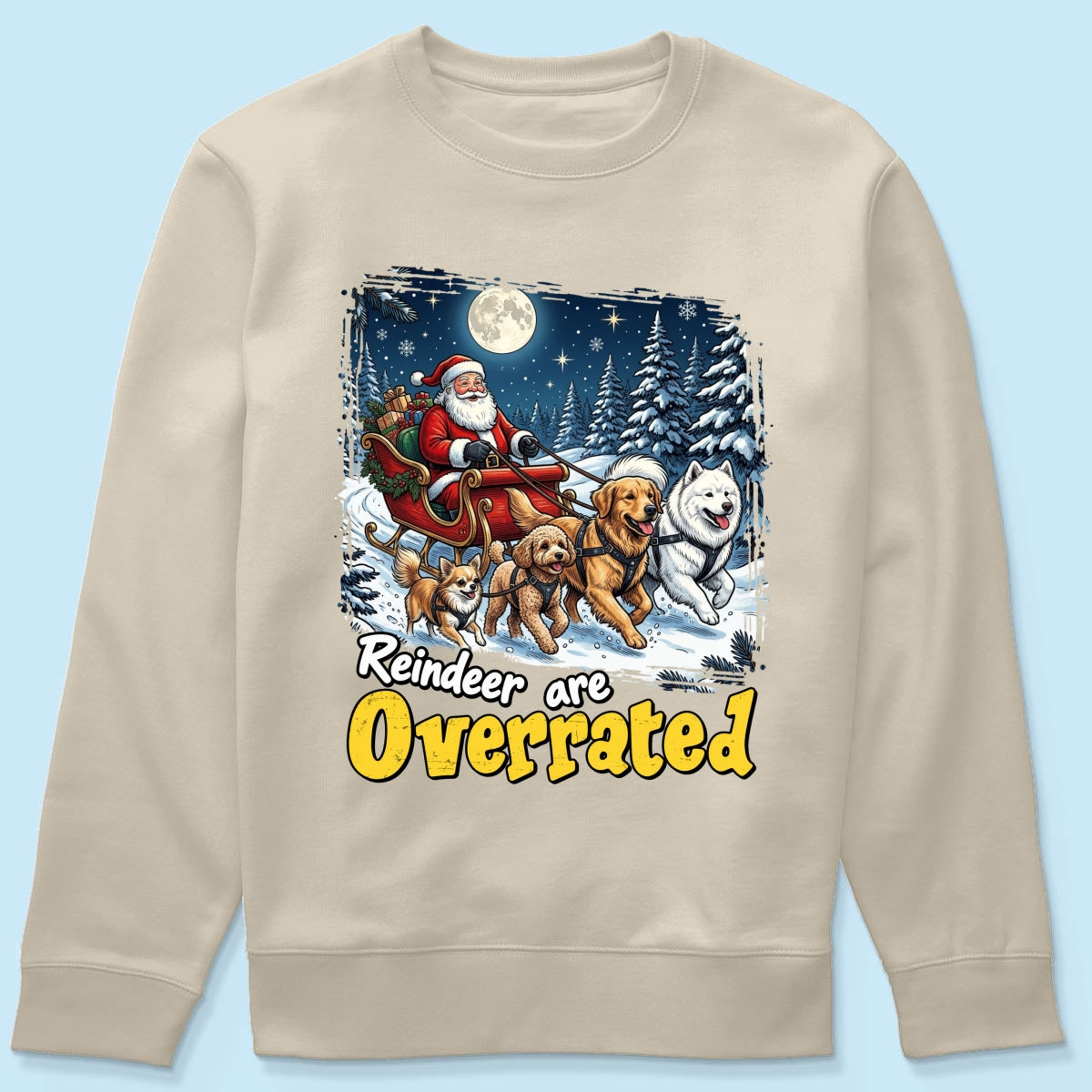 Funny Santa Dog Reindeer Are Overrated Upload Pet Photo - Personalized Shirt - Funny Christmas Gift For Dog Lovers