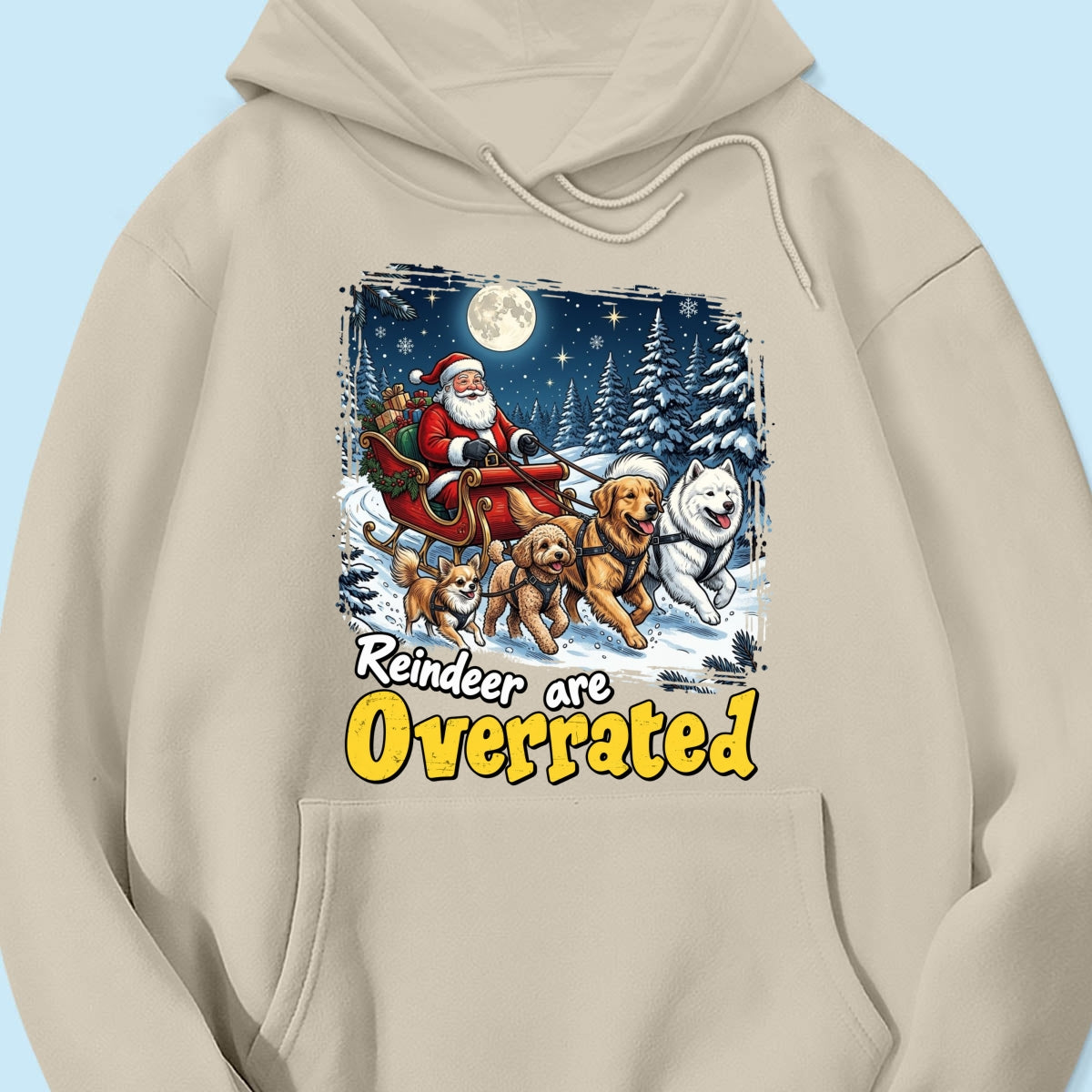 Funny Santa Dog Reindeer Are Overrated Upload Pet Photo - Personalized Shirt - Funny Christmas Gift For Dog Lovers