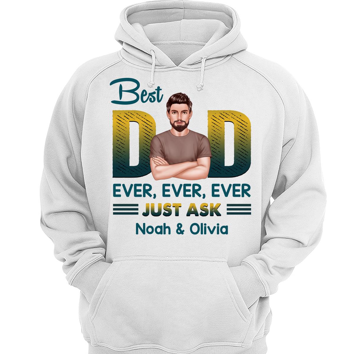 Best Dad Ever Just Ask Green Yellow Retro Personalized Shirt