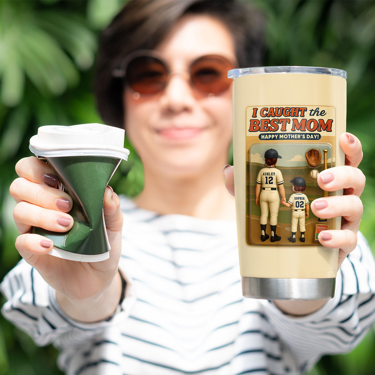We Caught the Best Mom Baseball Custom Figure Personalized Tumbler, Gift for Mom, Gift for Wife