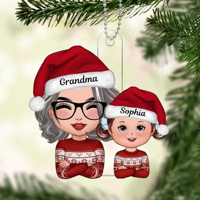 Cute Grandma Granddaughter Grandson Crossed Arms Personalized Acrylic Ornament