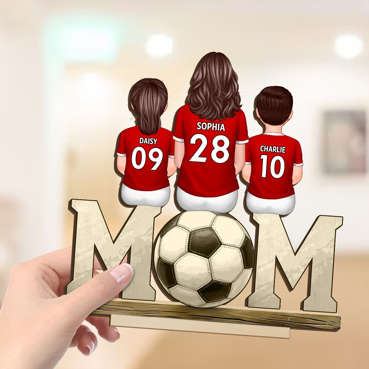 Soccer Mom And Kids - Personalized 2-Layered Wooden Plaque - Gift for Mom, Gift for Grandma, Gift for Wife