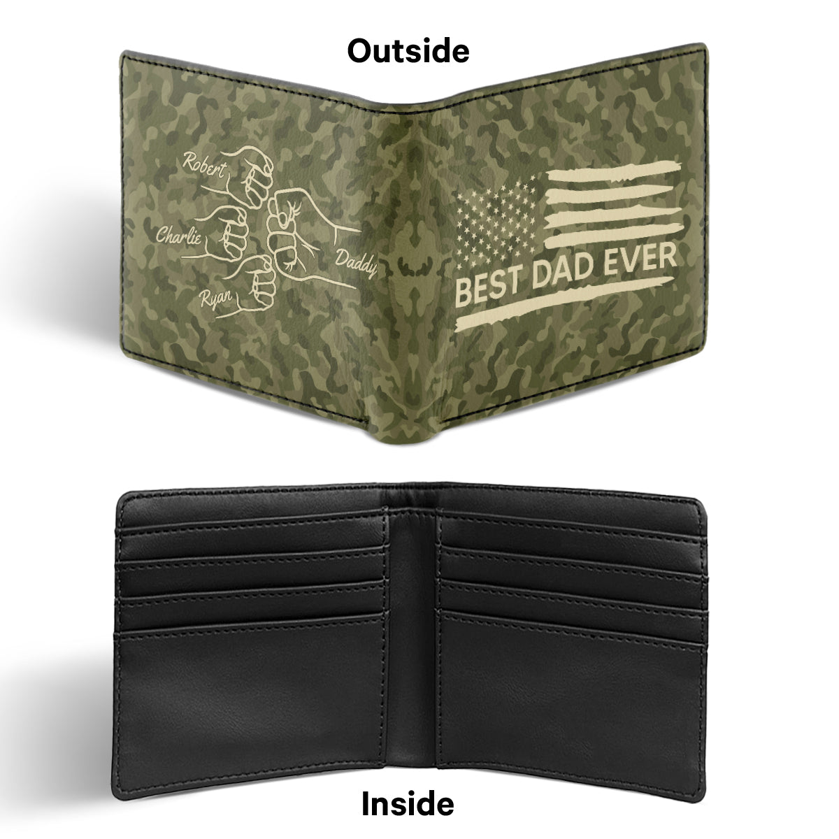 Best Dad Ever Nation Flag Camouflage Pattern Fist Bump Outline Personalized Printed Men‘s Wallet
