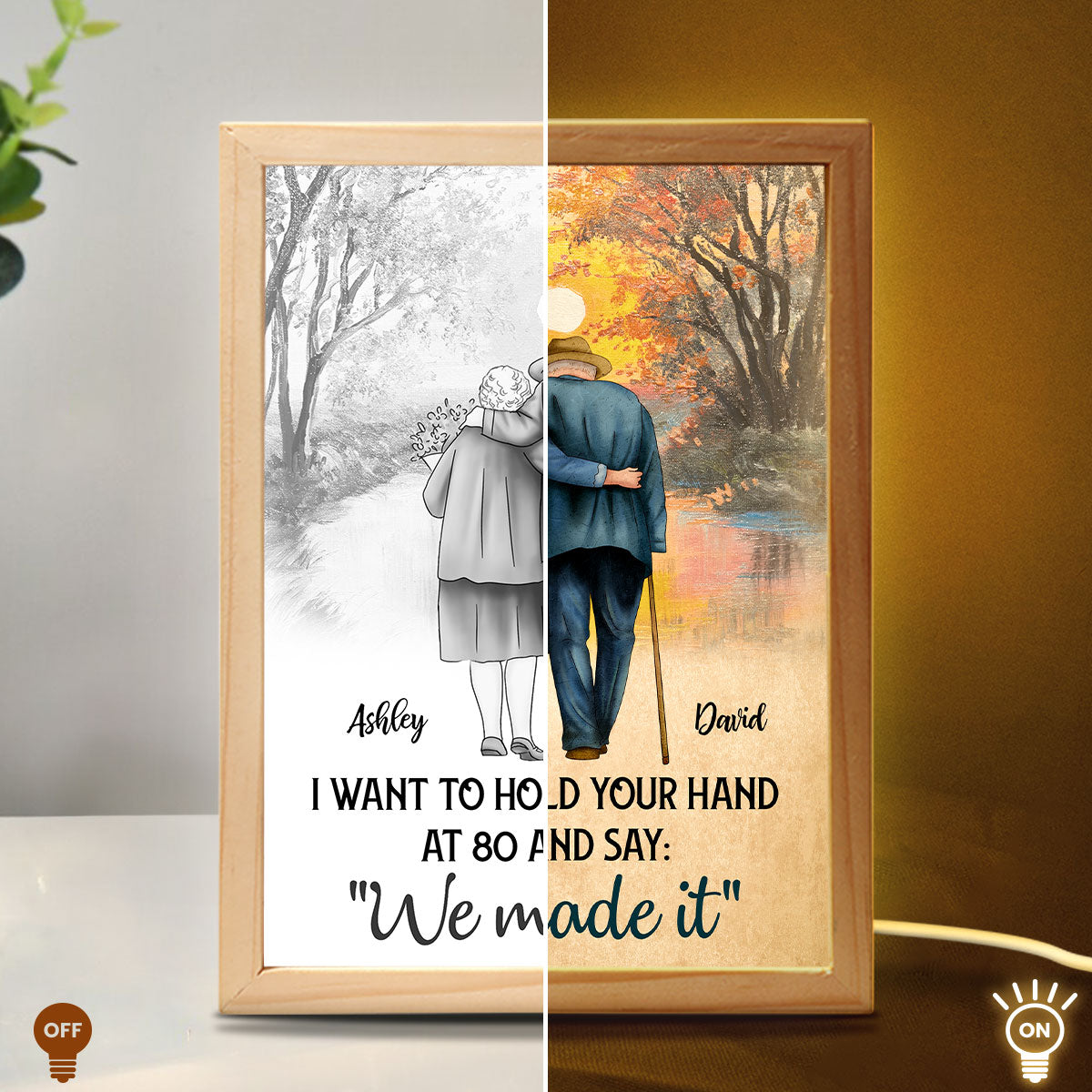 Couple Hold Hands Back View Personalized Luminous Frame Light Box