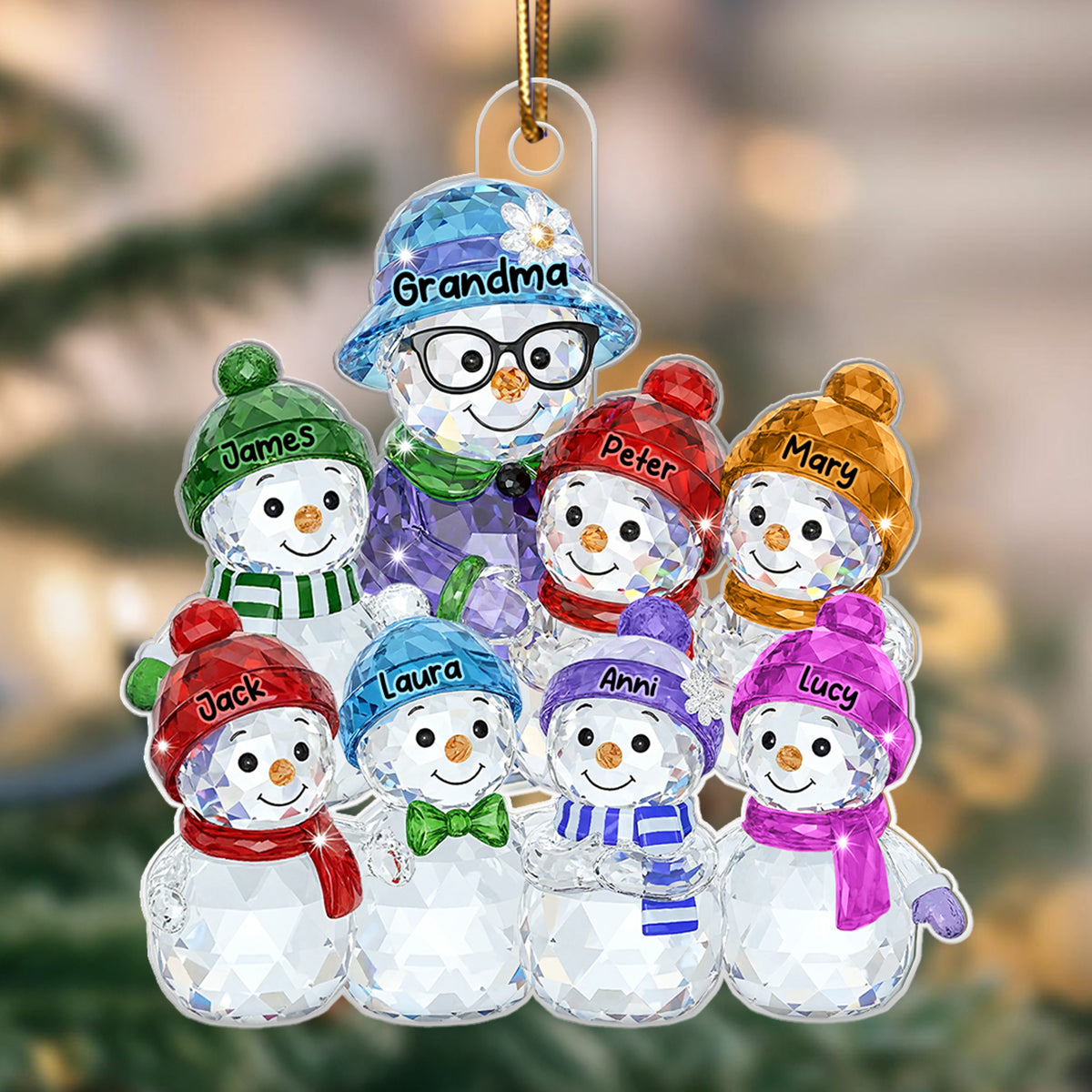 Grandma Hugging Grandkids Pattern Crystal - Personalized Acrylic Ornament - Heartwarming Christmas Gift For Grandma, Family