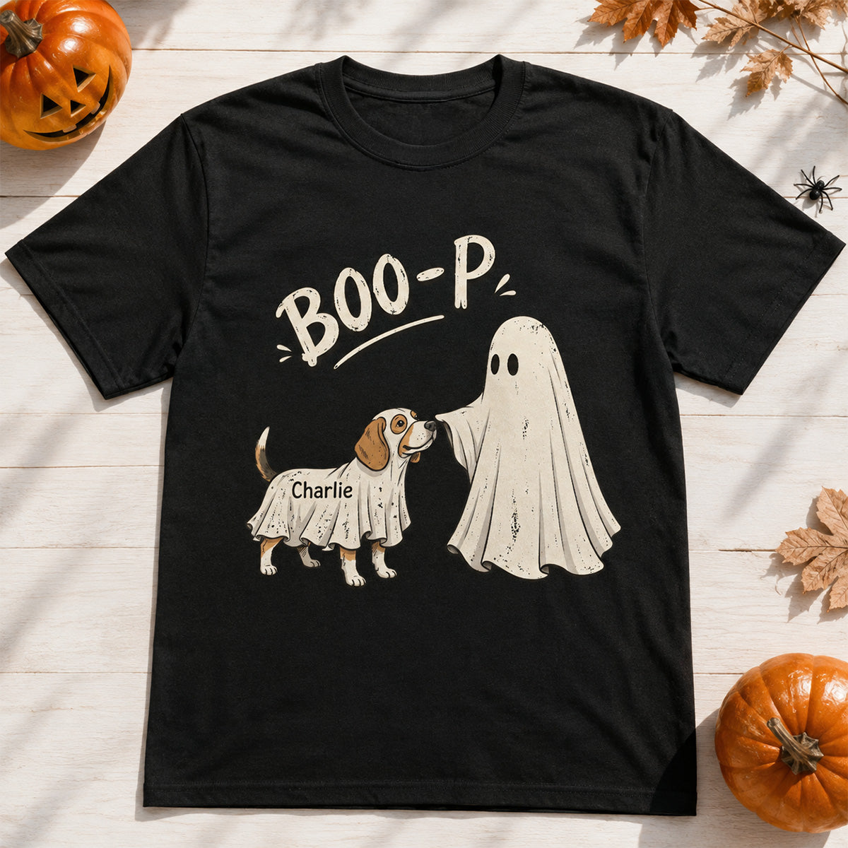 Funny Boo-p Ghost Pet Portrait From Your Pet Photo - Personalized Shirt - Halloween Gift For Dog Cat Lovers