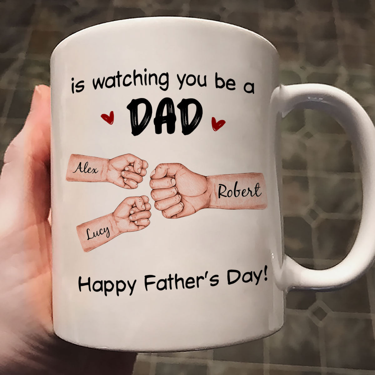 From Mom Dad To Son Watching You Be A Dad Fist Bump Personalized Mug, Gift For Son