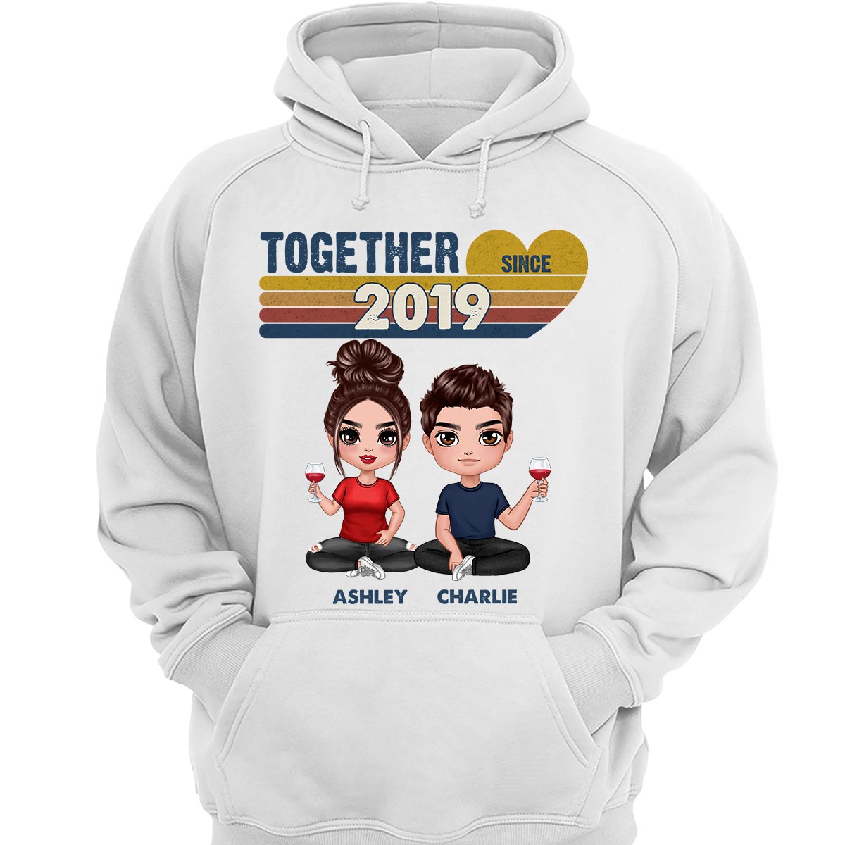 Doll Couple Sitting Together Since Retro Personalized Shirt - Gift For Him Gift For Her