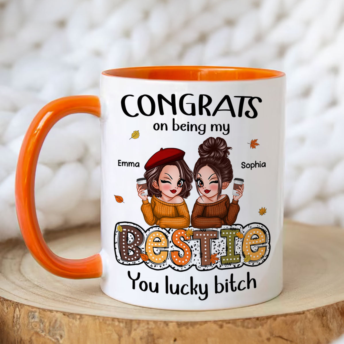 Congrats On Being My Besties Fall Season Gift, Personalized Mug