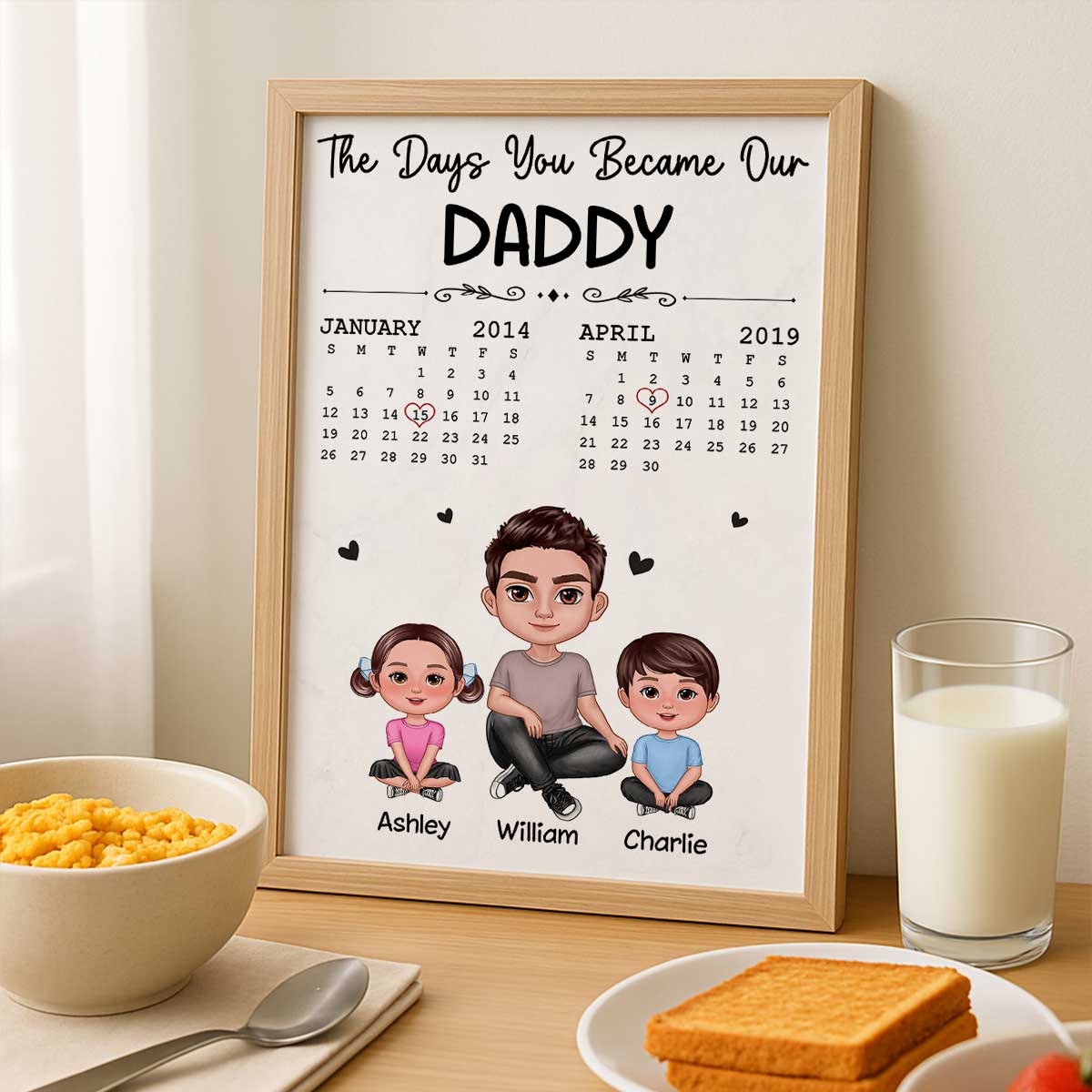 The Days You Became Our Dad Man & Doll Kids Personalized Poster, Gift For Dad
