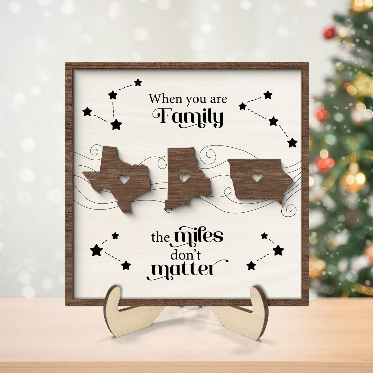Long Distance Family Friends Siblings Sisters Besties Personalized 2-Layer Wooden Plaque, Togetherness Christmas Gift