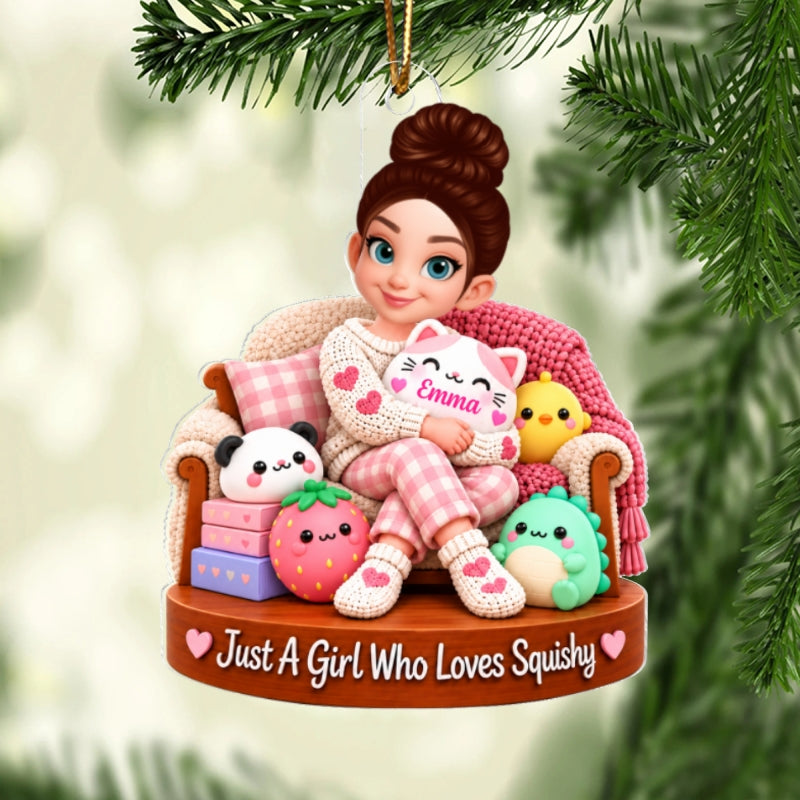 Just a Girl Who Loves Squishy - Personalized Acrylic Ornament - Christmas Gift for Daughter, Granddaughter