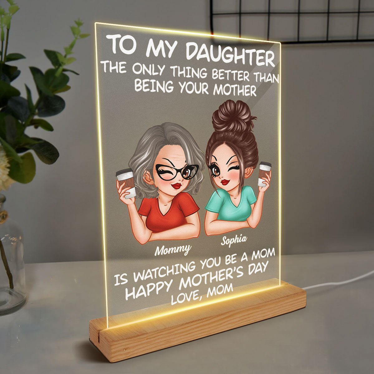 To My Daughter Happy Mother‘s Day Personalized Rectangle Acrylic LED Night Light