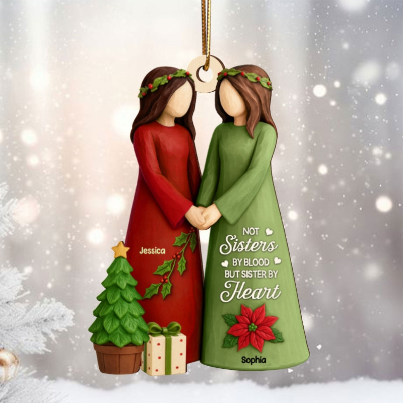 Christmas Best Friends Are Hard To Find 3D Effect Personalized Wooden Ornament, Christmas Gift Friendship Gift for Besties