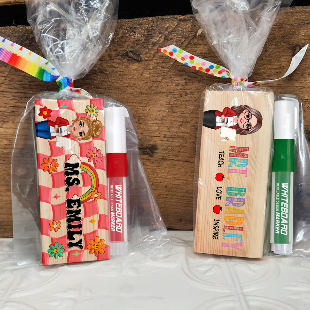 Teacher Sitting Personalized Teacher Whiteboard Eraser, Custom Teacher Appreciation Gifts, Chalkboard Eraser with Marker, Preschool Teacher Name gifts