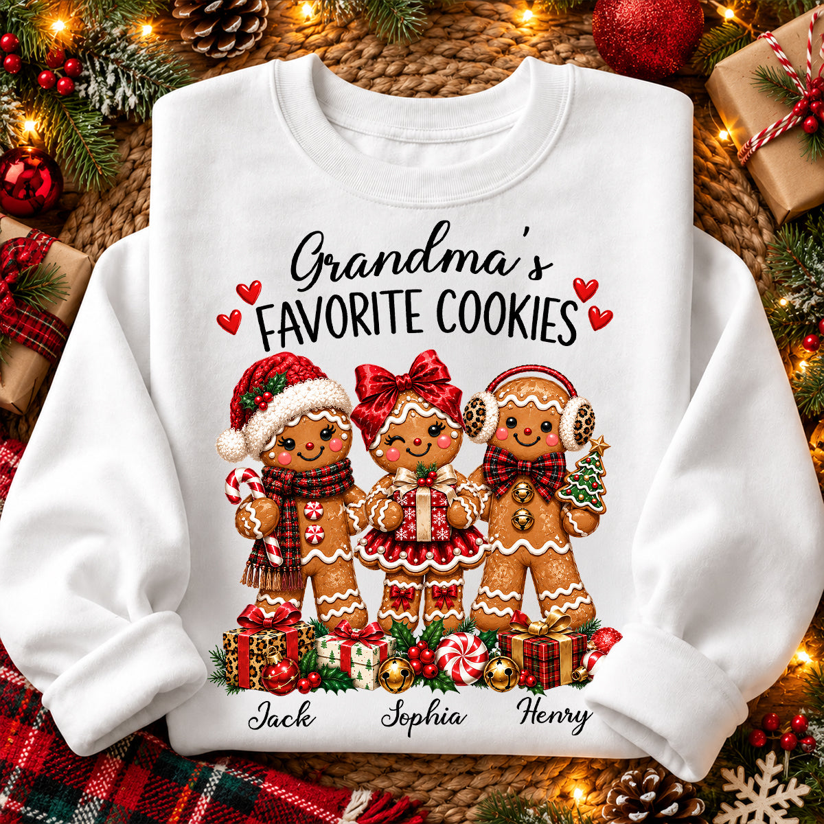 Grandma's Favorite Cookies Gingerbread - Personalized Shirt - Thoughtful Christmas Gift for Grandma