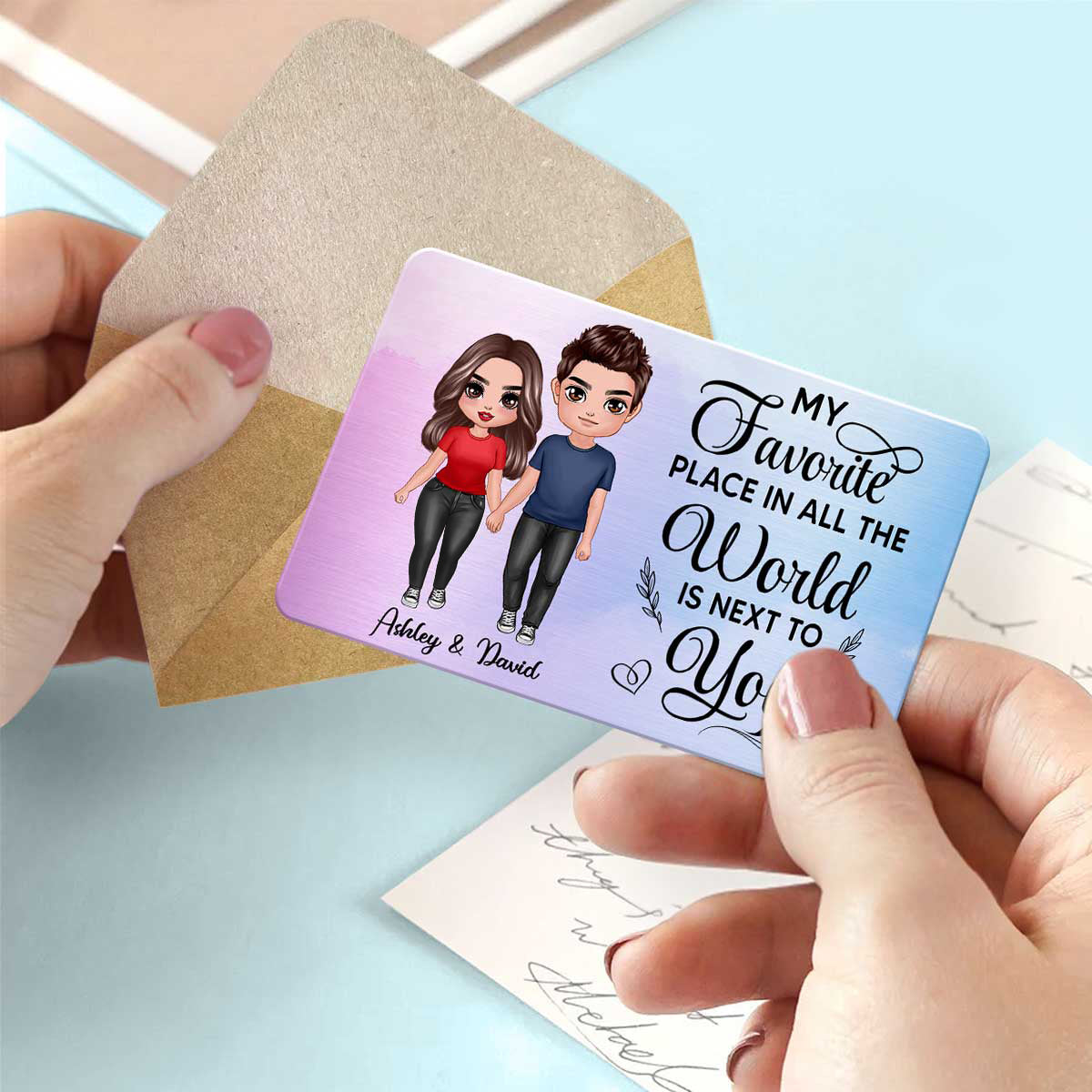 Couple Standing Together Since I Met You Wallet Keepsake Personalized Metal Wallet Card