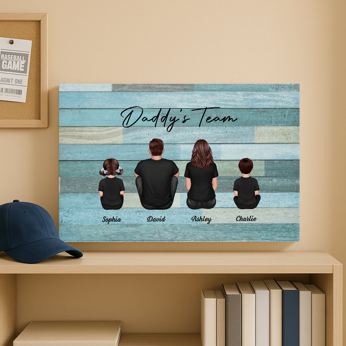 Daddy's Team Personalized Wrapped Canvas, Gift For Dad