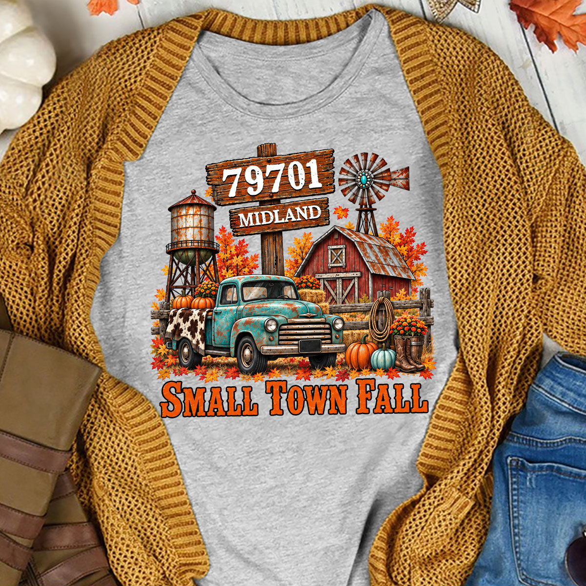 Small Town Fall Western Zip Code - Personalized Shirt