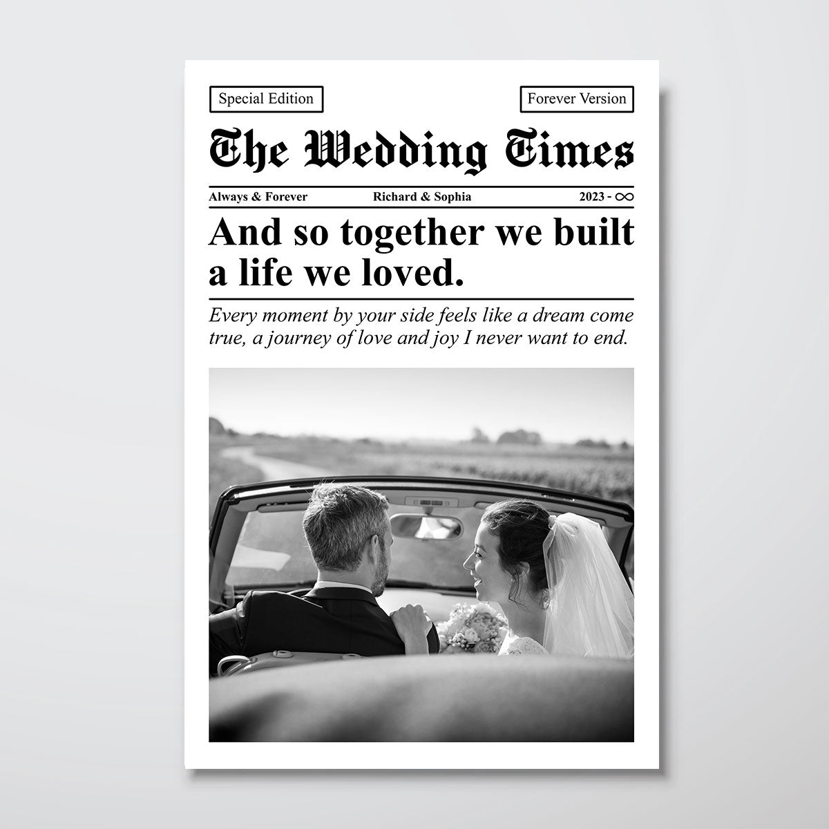 Couple Newspaper Anniversary Gift  Gift Photo Collage Personalized Poster