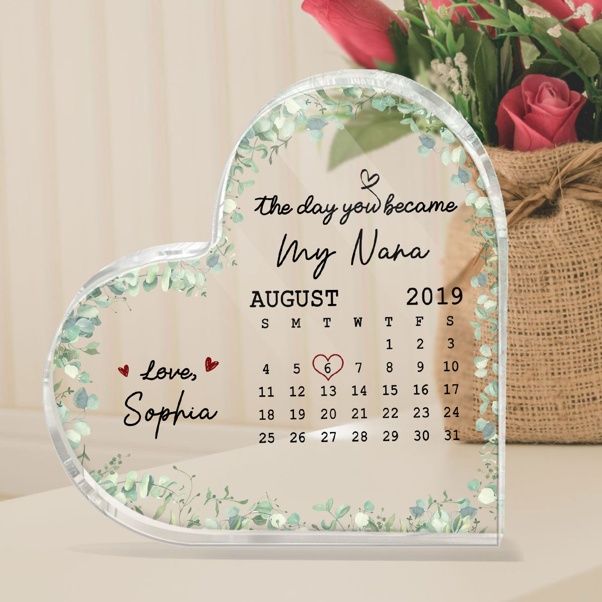 The Day You Became My Mom Grandma Mother‘s Day Gift Personalized Acrylic Heart Plaque