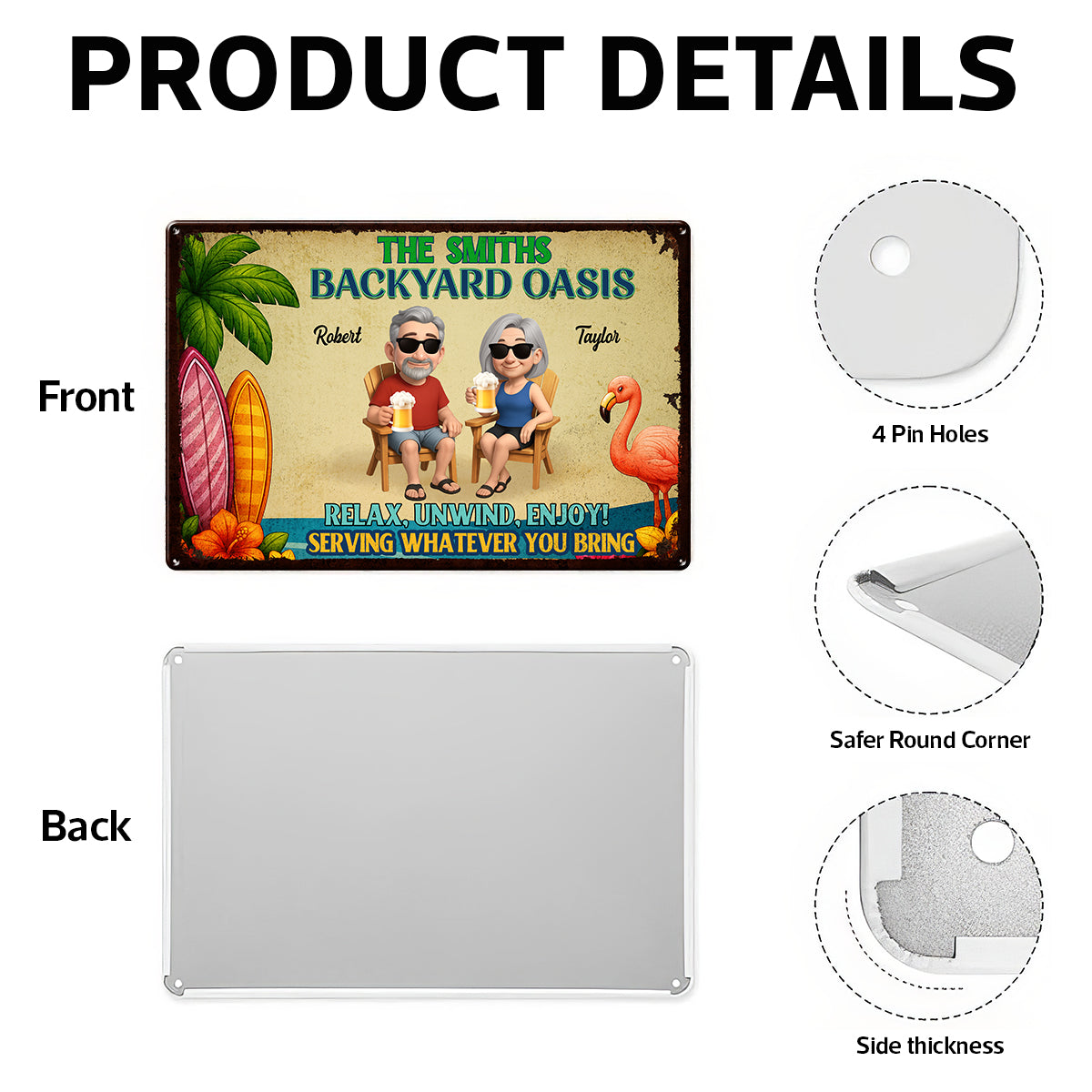 Backyard Oasis Serving Whatever You Bring, Personalized Metal Sign, Patio Decor, Pool Sign, Tiki Bar