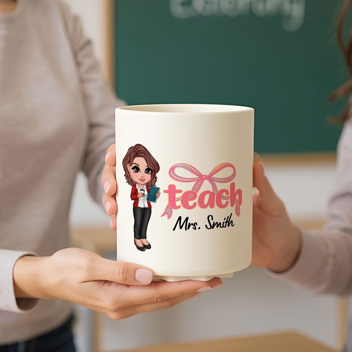 Teacher Coquette Style Personalized Rotating Pen Holder, Back To School Gift