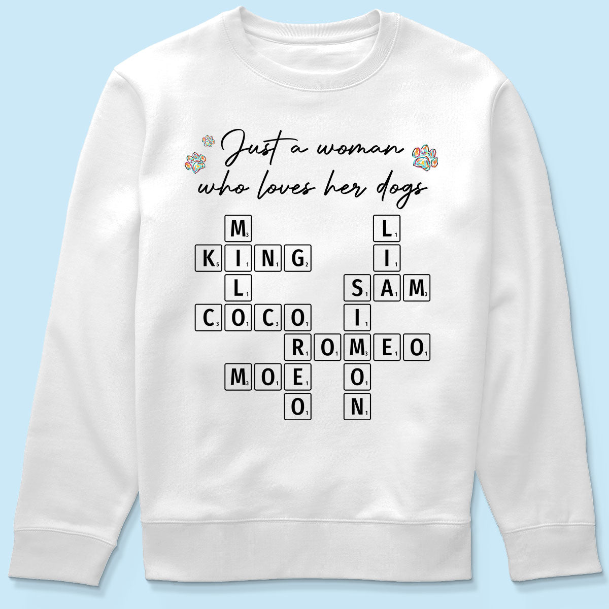 Just A Woman Who Loves Dogs Cats Crossword Puzzle Art Personalized Shirt