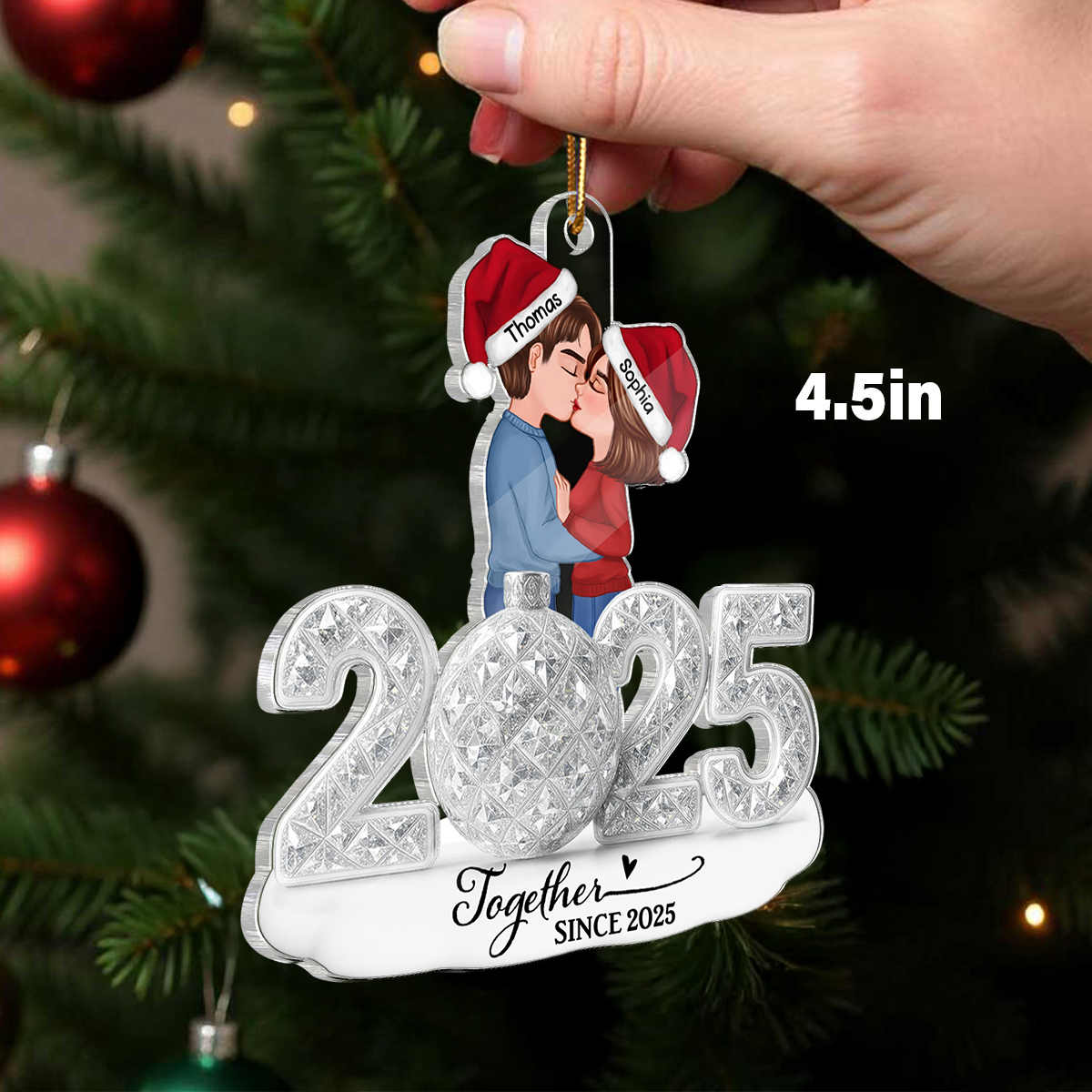 Couple Kissing 3D Crystal Effect - Personalized Acrylic Ornament - Christmas Gift for him, Gift for her
