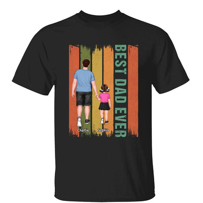 Best Dad Ever Dad And Son Daughter Walking Retro Gift For Dad Personalized Shirt