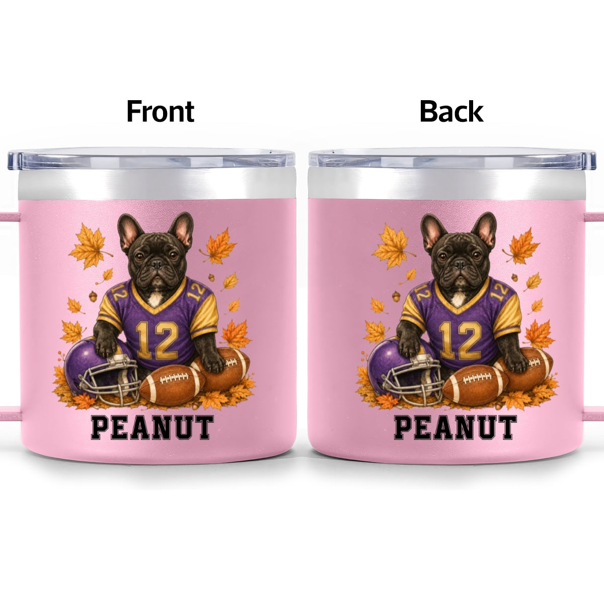 Trending Football Dog Cat Upload Photo - Personalized Stainless Steel Tumbler With Handle - Fall Season Gift For Man, Woman