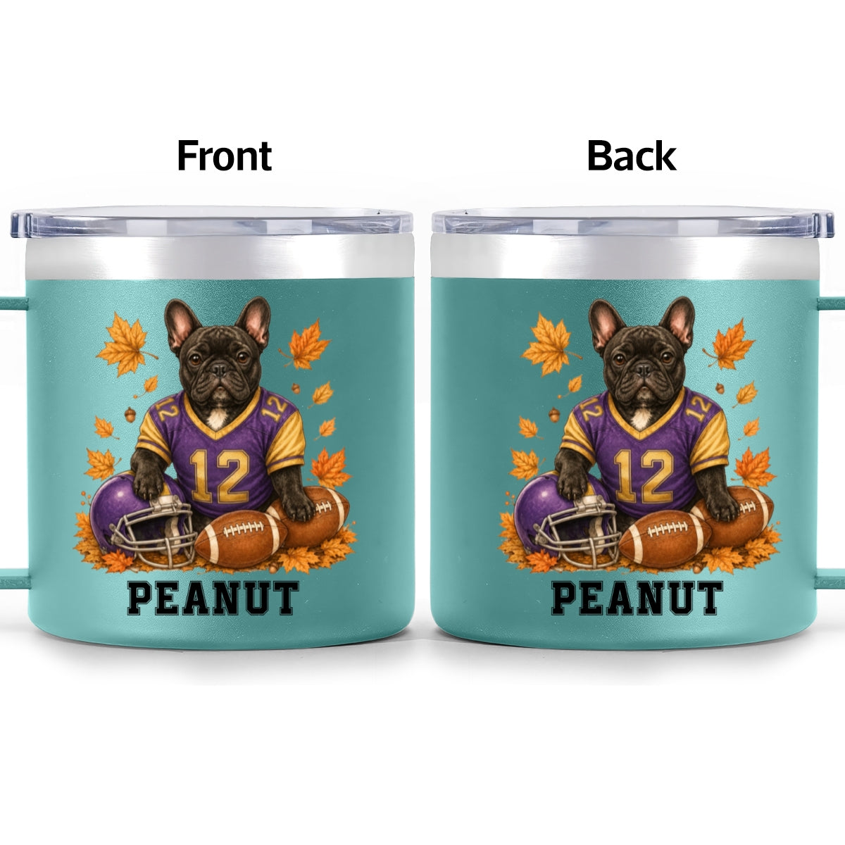 Trending Football Dog Cat Upload Photo - Personalized Stainless Steel Tumbler With Handle - Fall Season Gift For Man, Woman