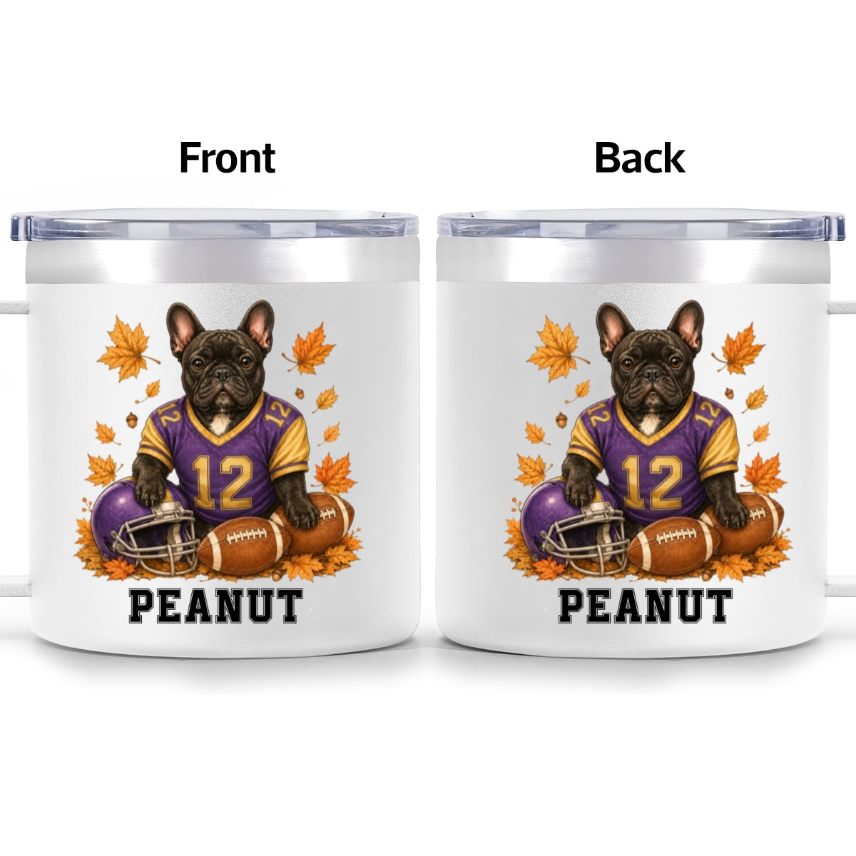 Trending Football Dog Cat Upload Photo - Personalized Stainless Steel Tumbler With Handle - Fall Season Gift For Man, Woman