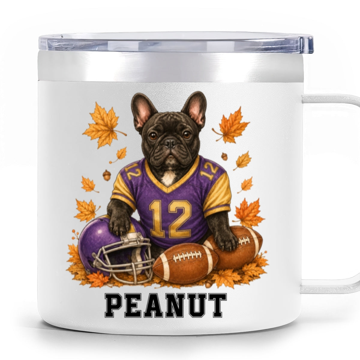 Trending Football Dog Cat Upload Photo - Personalized Stainless Steel Tumbler With Handle - Fall Season Gift For Man, Woman