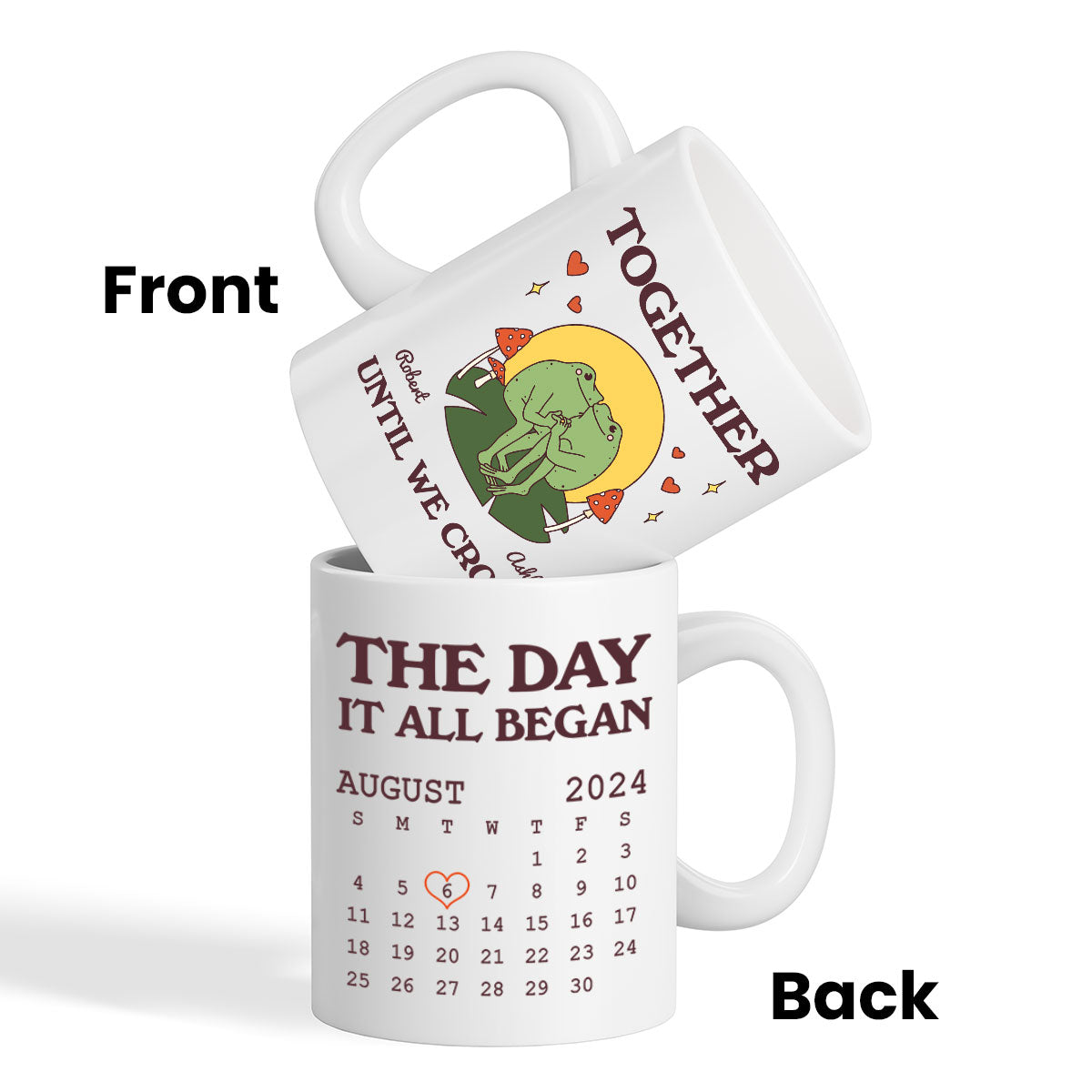 Until We Croak Together Frog Couple Anniversary Calendar Keepsake Personalized Mug